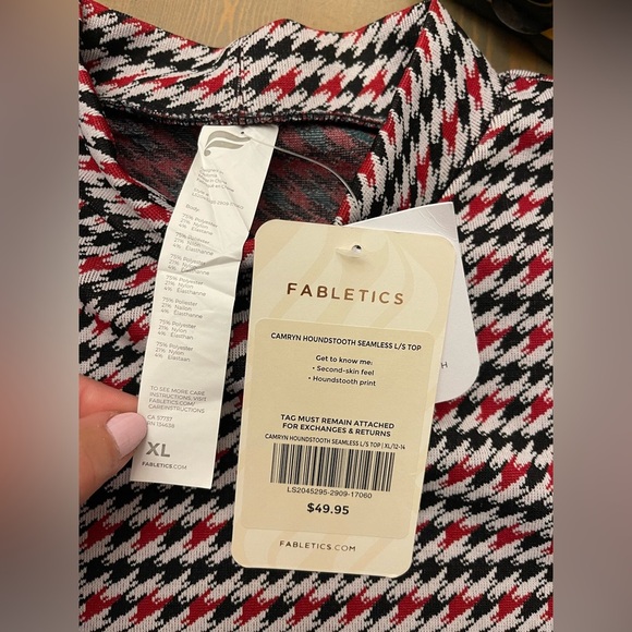 Fabletics Houndstooth Turtleneck Sweater - Black, Red, White Size XL - Picture 4 of 6